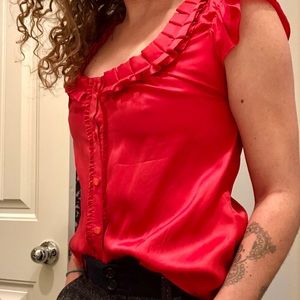 Hinge (Nordstrom) Ruffle Silk Blouse
